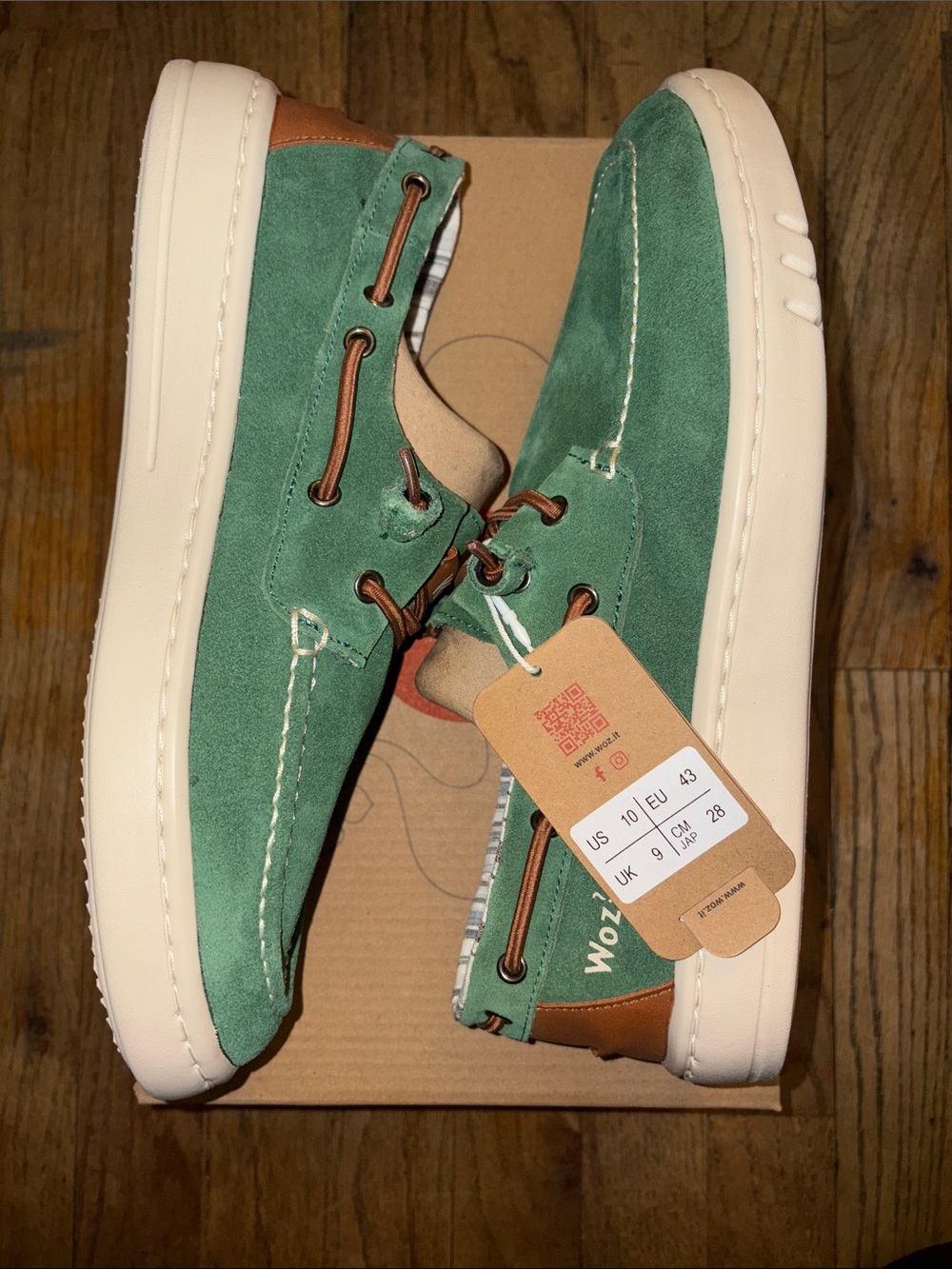 Woz?suede Green Suede Men's Boat Shoes with Tan Accents